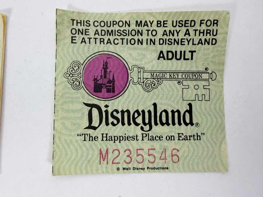 Vintage 1970s Disneyland Ticket Books And Individual Magic Key Coupons Featuring A, B, C, D, And E Admission For Various Park Attractions [Photo 10]
