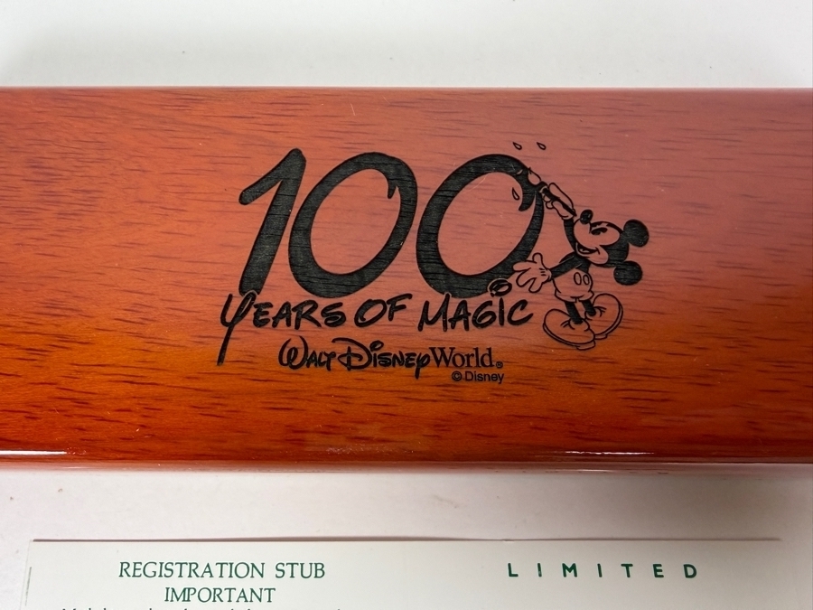 Vintage Croton Walt Disney World 100 Years Of Magic Commemorative Watch With Brown Leather Strap In Original Wood Presentation Box [Photo 3]