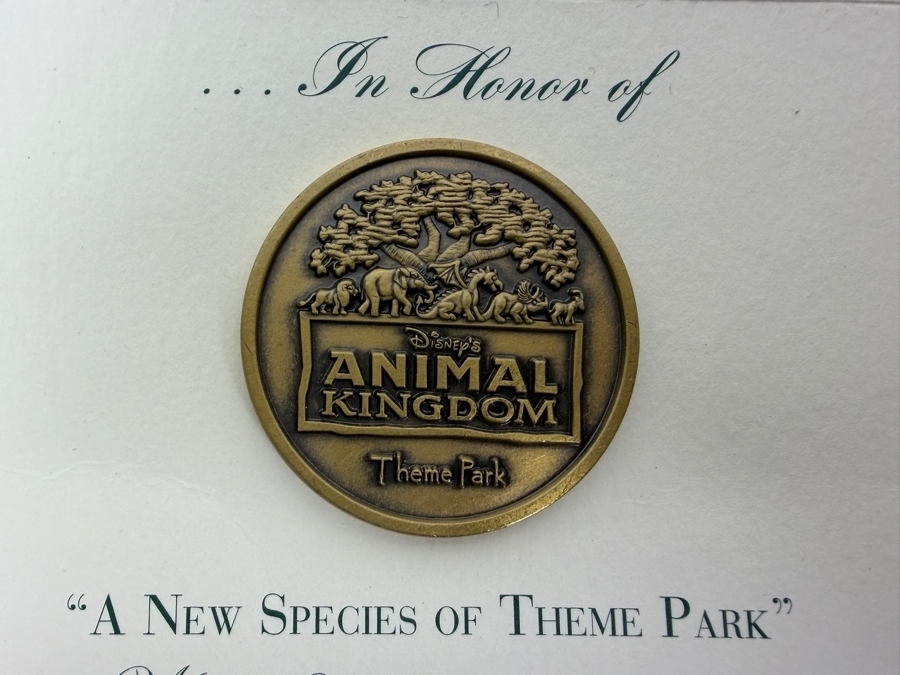 Vintage 1998 Disney’s Animal Kingdom Grand Opening Commemorative Medallion Cast Member Exclusive Mounted On Special Presentation Card [Photo 4]
