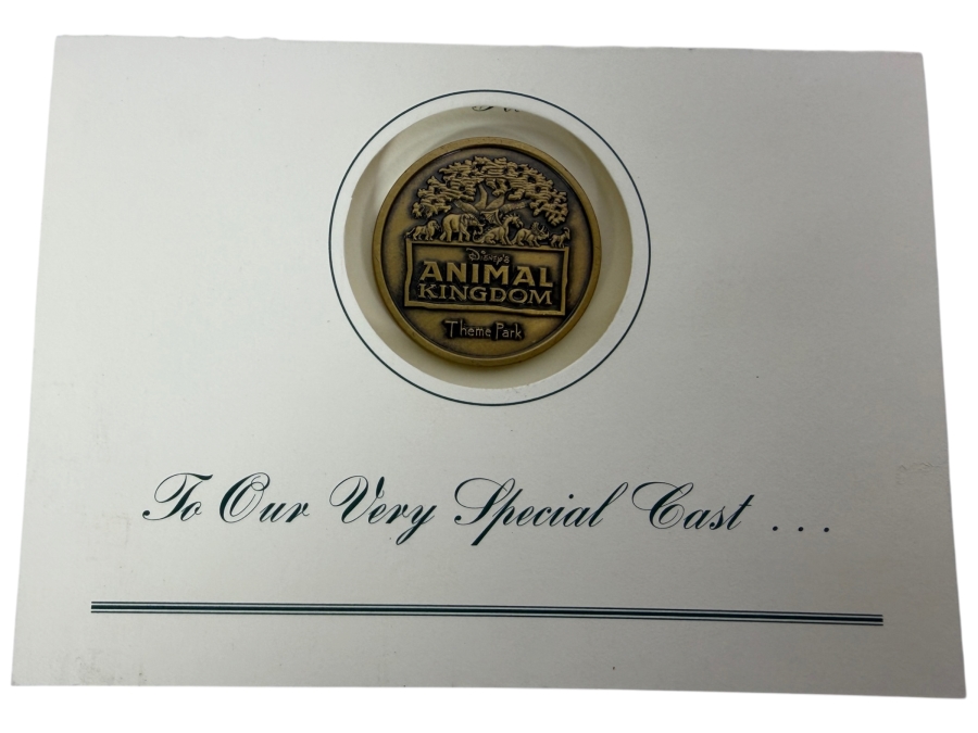 Vintage 1998 Disney’s Animal Kingdom Grand Opening Commemorative Medallion Cast Member Exclusive Mounted On Special Presentation Card