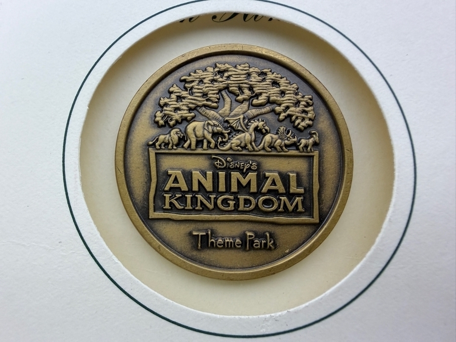 Vintage 1998 Disney’s Animal Kingdom Grand Opening Commemorative Medallion Cast Member Exclusive Mounted On Special Presentation Card [Photo 2]