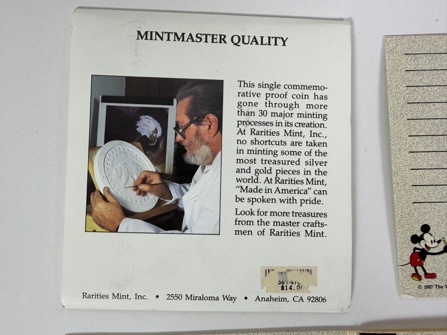 Vintage Rarities Mint Mickey Mouse Sixty Years With You 1/10 Troy Ounce .999 Fine Silver Commemorative Coin In Original Steamboat Willie Display Folder [Photo 9]