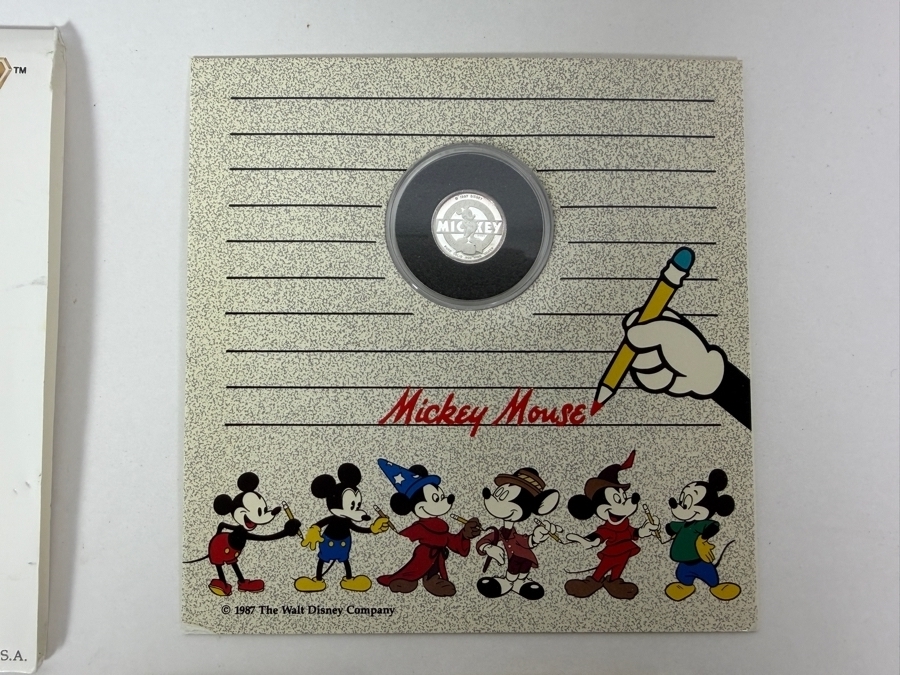 Vintage Rarities Mint Mickey Mouse Sixty Years With You 1/10 Troy Ounce .999 Fine Silver Commemorative Coin In Original Steamboat Willie Display Folder [Photo 5]