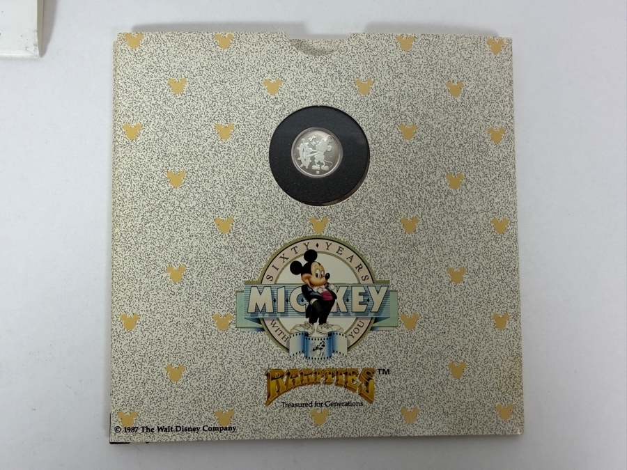Vintage Rarities Mint Mickey Mouse Sixty Years With You 1/10 Troy Ounce .999 Fine Silver Commemorative Coin In Original Steamboat Willie Display Folder [Photo 10]