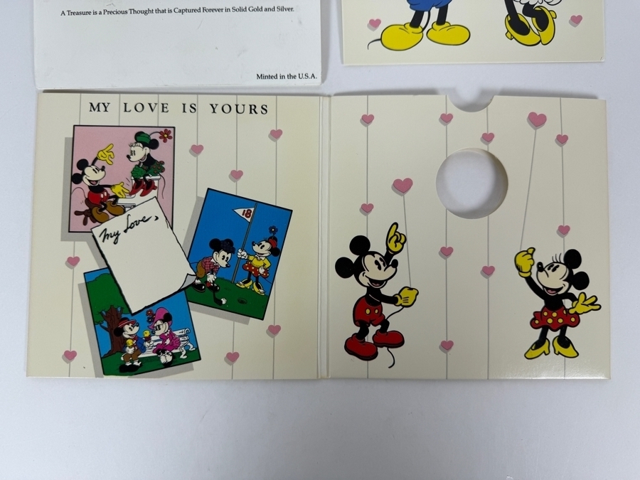 Vintage Rarities Mint Mickey And Minnie Mouse Yours Forever 1/10 Troy Ounce .999 Fine Silver First Edition Coin In Original Valentine Folder [Photo 7]