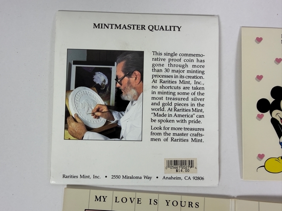 Vintage Rarities Mint Mickey And Minnie Mouse Yours Forever 1/10 Troy Ounce .999 Fine Silver First Edition Coin In Original Valentine Folder [Photo 9]