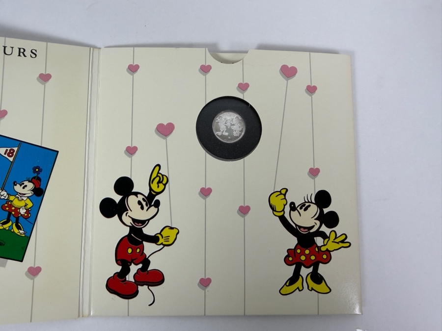Vintage Rarities Mint Mickey And Minnie Mouse Yours Forever 1/10 Troy Ounce .999 Fine Silver First Edition Coin In Original Valentine Folder [Photo 11]