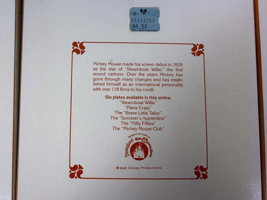 (6) Vintage Walt Disney Productions Mickey's Greatest Moments Miniature Porcelain Collector Plate Set In Original Boxes 6'W [Photo 9]