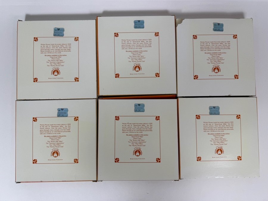 (6) Vintage Walt Disney Productions Mickey's Greatest Moments Miniature Porcelain Collector Plate Set In Original Boxes 6'W [Photo 8]