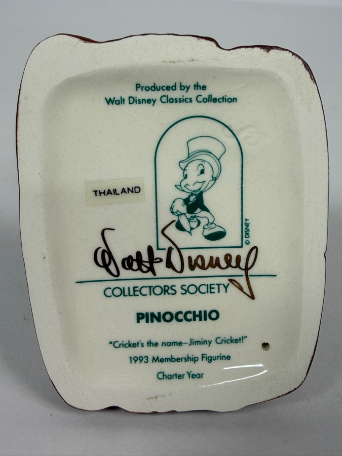 Walt Disney Classics Collection Jiminy Cricket Cricket’s The Name Miniature Porcelain Figurine In Original Box With Certificate Of Authenticity And Box 3.75'H [Photo 7]