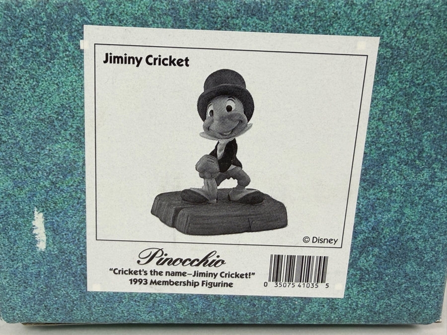 Walt Disney Classics Collection Jiminy Cricket Cricket’s The Name Miniature Porcelain Figurine In Original Box With Certificate Of Authenticity And Box 3.75'H [Photo 10]
