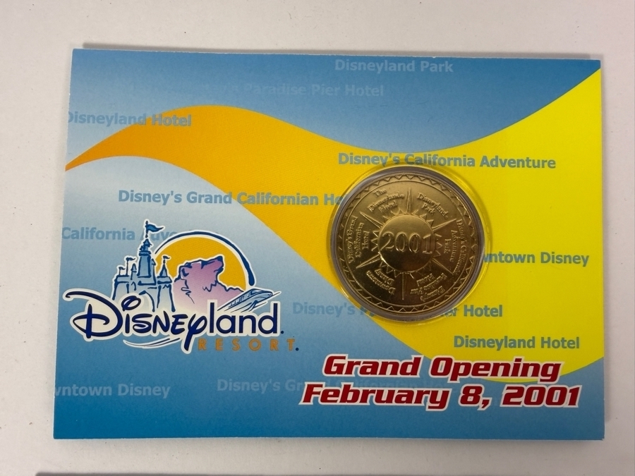 Vintage 2001 Disneyland Resort Grand Opening Commemorative Medallion Cast Member Exclusive Mounted On Presentation Card With Original Envelope [Photo 4]