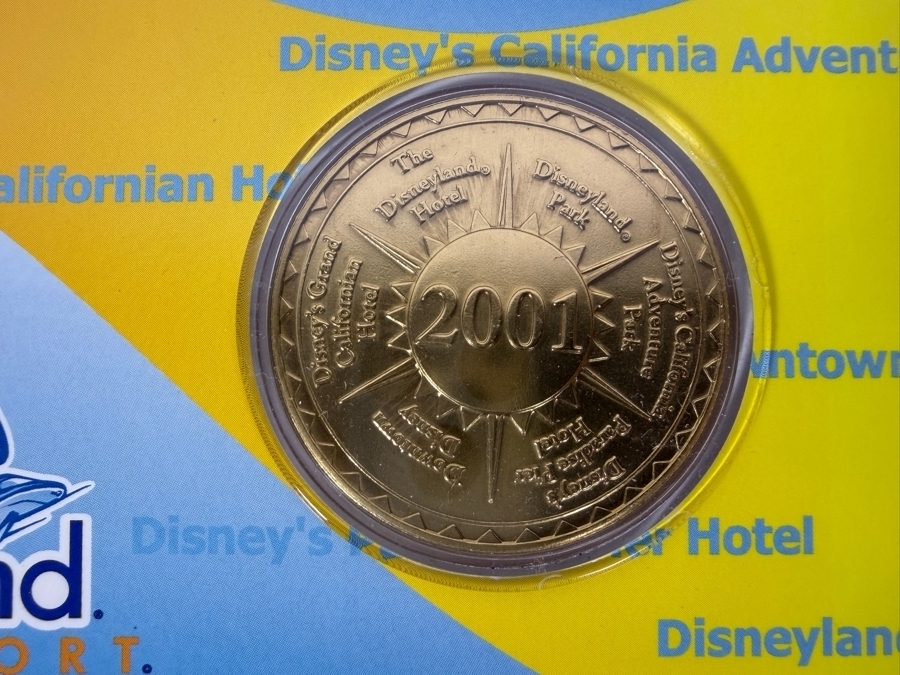 Vintage 2001 Disneyland Resort Grand Opening Commemorative Medallion Cast Member Exclusive Mounted On Presentation Card With Original Envelope [Photo 5]