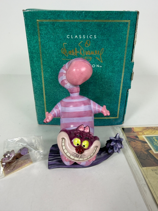 Walt Disney Classics Collection Alice In Wonderland Cheshire Cat Stand By Me Figurine In Original Box With Certificate Of Authenticity 4.5'H [Photo 3]
