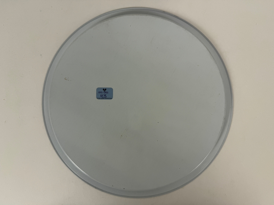 Vintage 1970s Disneyland Mickey Mouse Round Metal Tin Serving Tray Featuring Classic Standing Character Screen Art 10.75'H
 [Photo 3]
