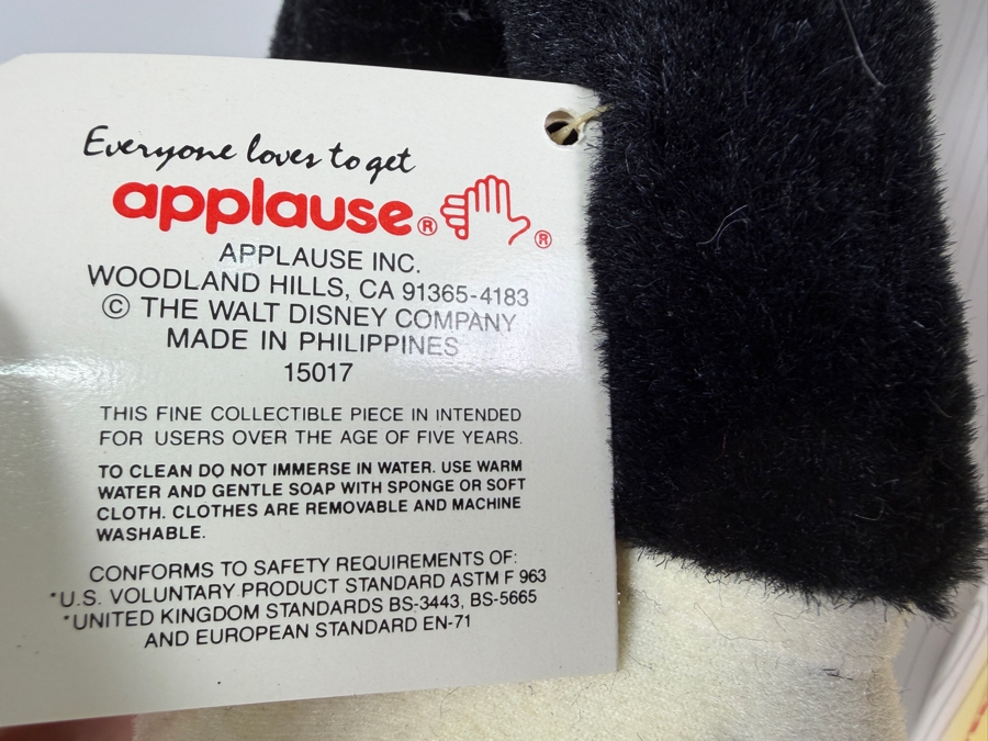 Vintage Disney Collectible Classics Woodsculpt Series Mickey Mouse Plush Featuring Sculpted Resin Head And Shoes By Applause With Box 15.5'H [Photo 6]