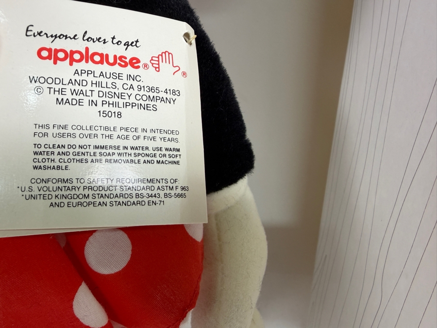 Vintage Disney Collectible Classics Woodsculpt Series Minnie Mouse Plush Featuring Sculpted Resin Head And Shoes By Applause With Box 17'H [Photo 7]