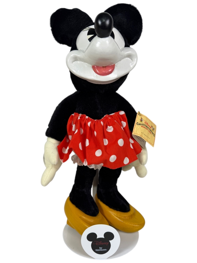 Vintage Disney Collectible Classics Woodsculpt Series Minnie Mouse Plush Featuring Sculpted Resin Head And Shoes By Applause With Box 17'H