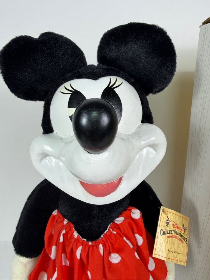 Vintage Disney Collectible Classics Woodsculpt Series Minnie Mouse Plush Featuring Sculpted Resin Head And Shoes By Applause With Box 17'H [Photo 4]