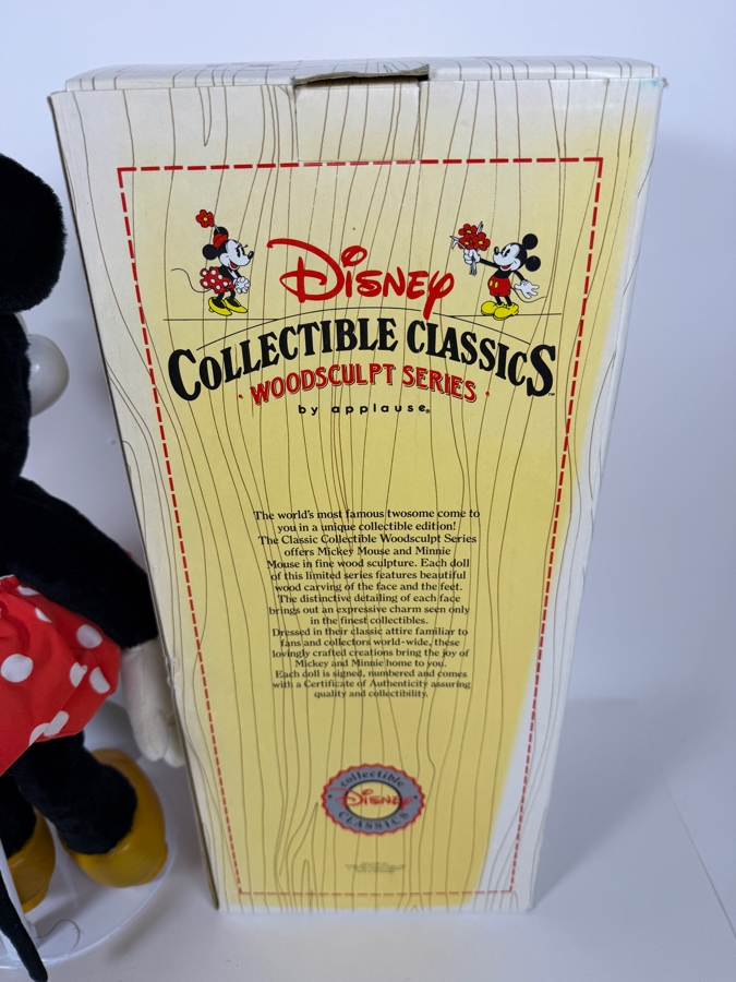 Vintage Disney Collectible Classics Woodsculpt Series Minnie Mouse Plush Featuring Sculpted Resin Head And Shoes By Applause With Box 17'H [Photo 10]