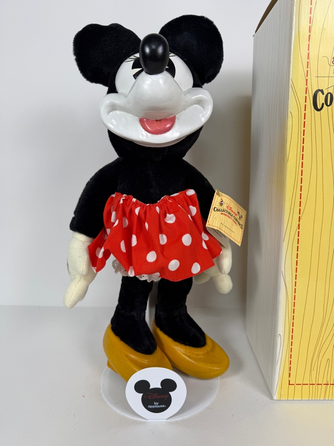 Vintage Disney Collectible Classics Woodsculpt Series Minnie Mouse Plush Featuring Sculpted Resin Head And Shoes By Applause With Box 17'H [Photo 3]