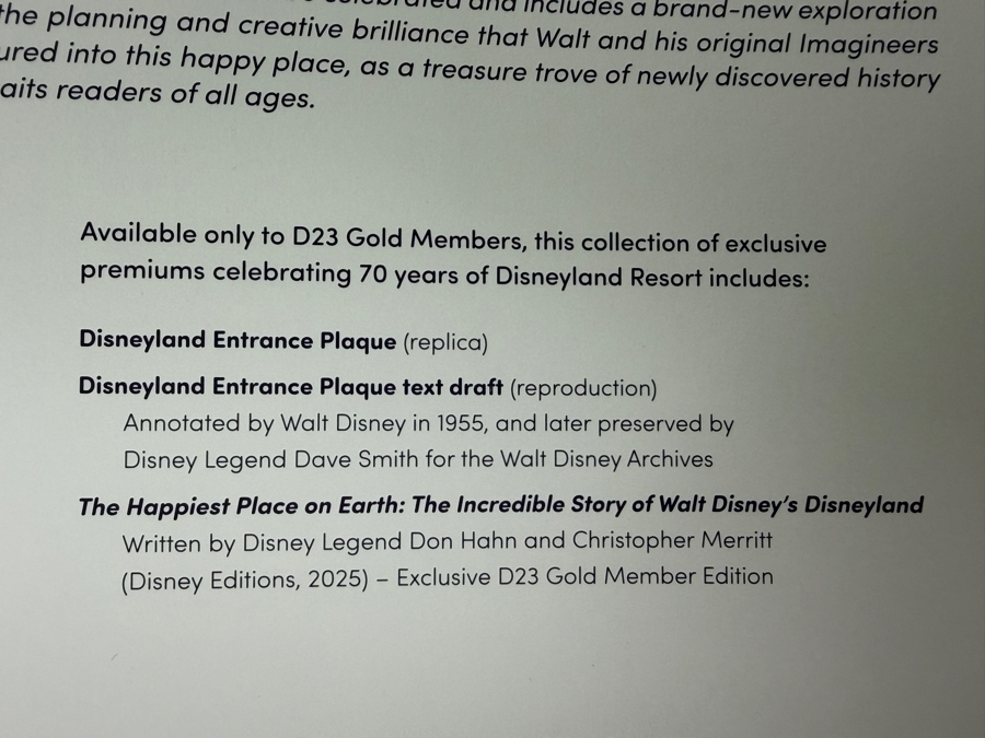 The Happiest Place On Earth: The Incredible Story Of Walt Disney’s Disneyland By Don Hahn And Christopher Merritt D23 Gold Member Exclusive Book [Photo 4]