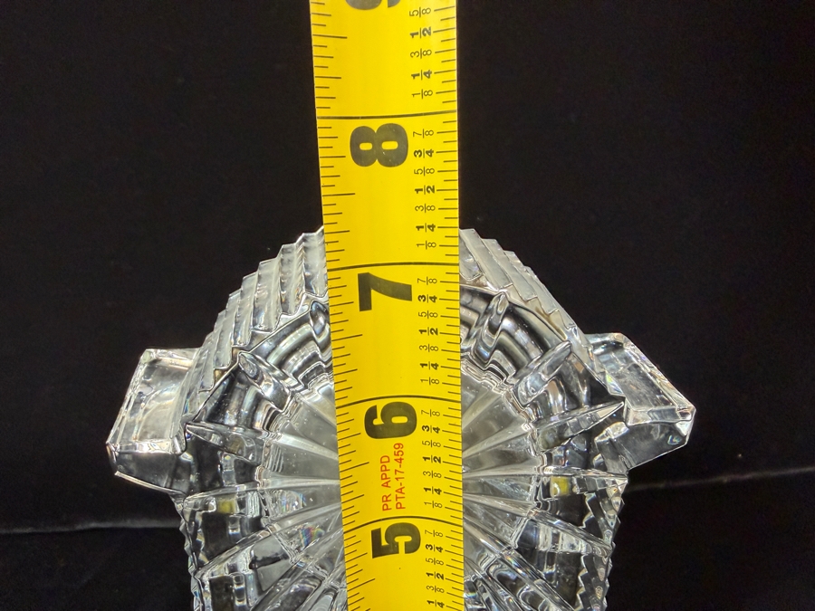 Vintage Waterford Crystal Lismore Carriage Clock Featuring Etched Mickey And Minnie Mouse Wedding Scene In Gold-Tone Bezel 7'H [Photo 6]