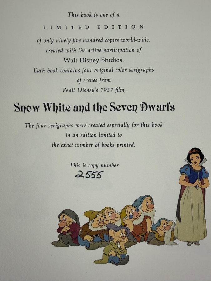 Walt Disney's Snow White And The Seven Dwarfs Deluxe Limited Edition Commemorative Art Book Featuring Original Production Artwork In Red Cloth Slipcase  [Photo 5]