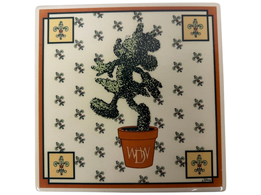 Vintage Disney Minnie Mouse Ceramic Tile Featuring Minnie Topiary From Walt Disney World 8'W
