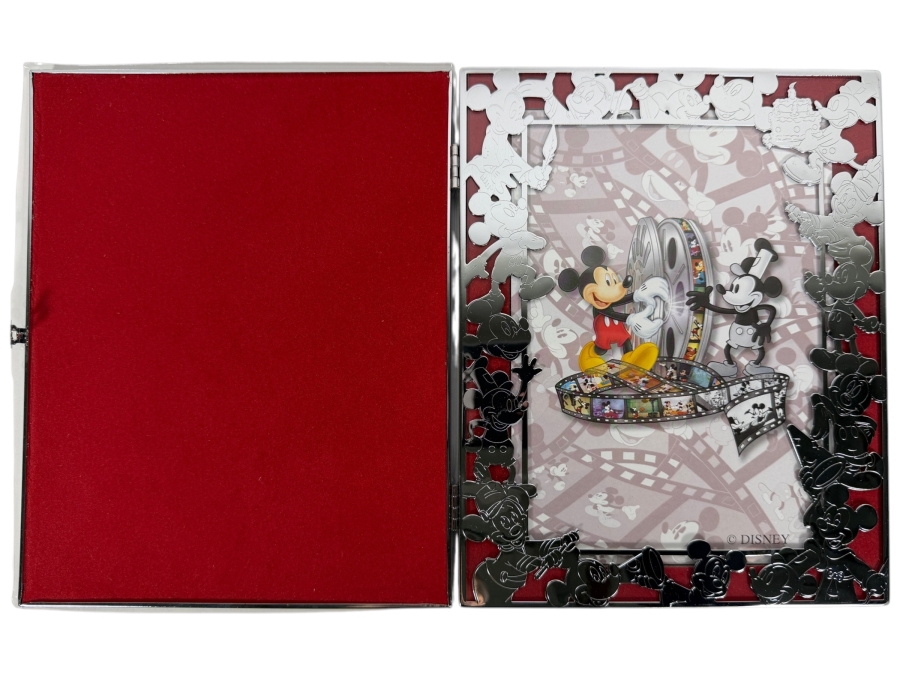 Vintage Disney Cast Member Holiday 2002 Celebration Folding Character Picture Frame Featuring Mickey Mouse Through The Years 8.25'W X 6.75'H
