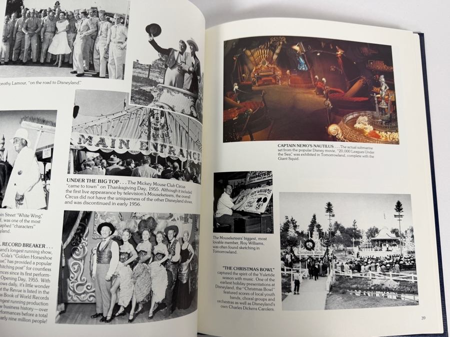 Disneyland The First Quarter Century Blue Hardcover Souvenir Book Featuring Sleeping Beauty Castle And Matterhorn Bobsleds Cover Art  [Photo 3]