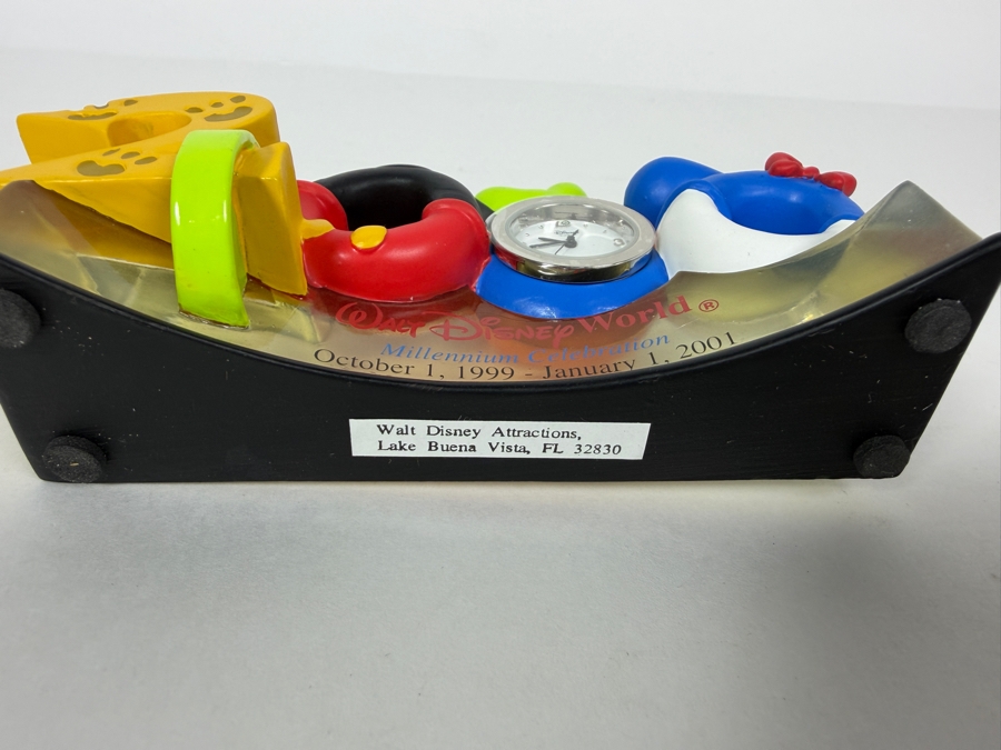 Vintage Walt Disney World Millennium Celebration 2000 Fab 4 Resin Desk Clock Figurine In Original Box 4.5'W X 3'H [Photo 7]