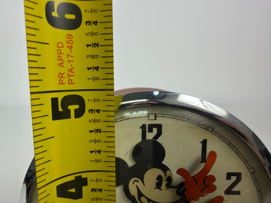 Vintage 1960s Walt Disney Productions Bayard Mickey Mouse Animated Mechanical Alarm Clock Featuring Nodding Head And Red Metal Base Made In France 5'H - Not Working - For Display [Photo 8]