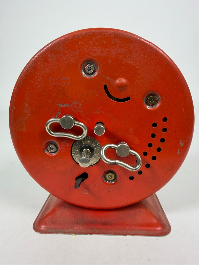 Vintage 1960s Walt Disney Productions Bayard Mickey Mouse Animated Mechanical Alarm Clock Featuring Nodding Head And Red Metal Base Made In France 5'H - Not Working - For Display [Photo 5]