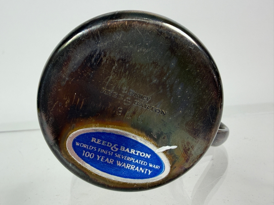 Vintage Reed & Barton Silver-Plated Mickey Mouse Child's Cup Featuring High-Relief Character Face And Tarnish-Resistant Finish 2.5'H [Photo 2]