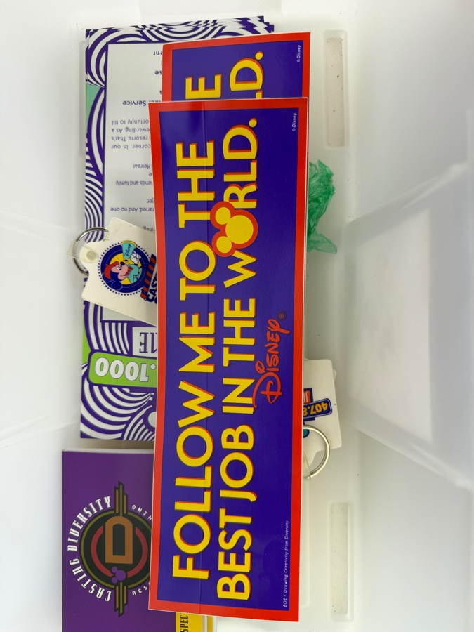 RARE Vintage 1990s Walt Disney World Casting Scout Cast Member Employee Exclusive Promotional Tool Kit In Clear Plastic Organizer Box With Promotional Items - See Photos
 [Photo 34]