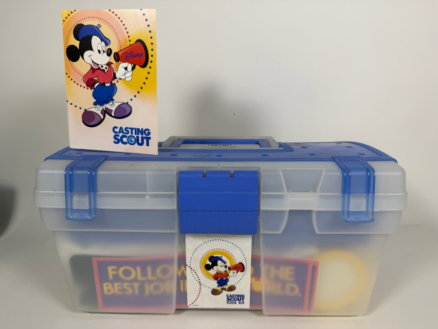 RARE Vintage 1990s Walt Disney World Casting Scout Cast Member Employee Exclusive Promotional Tool Kit In Clear Plastic Organizer Box With Promotional Items - See Photos
 [Photo 2]