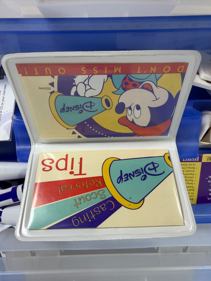 RARE Vintage 1990s Walt Disney World Casting Scout Cast Member Employee Exclusive Promotional Tool Kit In Clear Plastic Organizer Box With Promotional Items - See Photos
 [Photo 11]