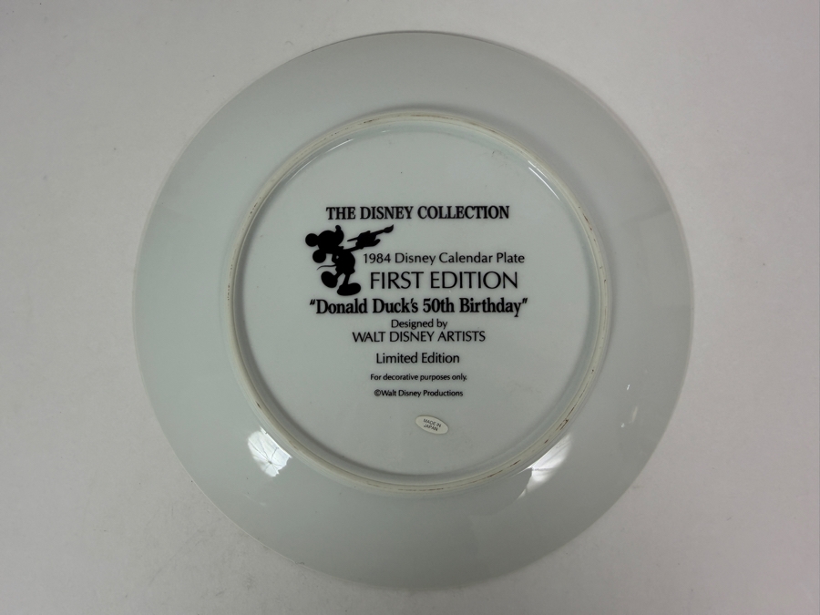 Vintage Grolier The Disney Collection Donald Duck's 50th Birthday Limited First Edition 1984 Calendar Plate Designed By Walt Disney Artists 8.5'H [Photo 3]