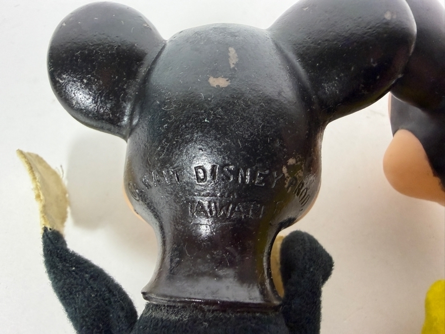 Vintage Walt Disney Productions Mickey And Minnie Mouse Vinyl Face Sawdust-Stuffed Plush Dolls Made In Taiwan/Japan 6'H [Photo 5]