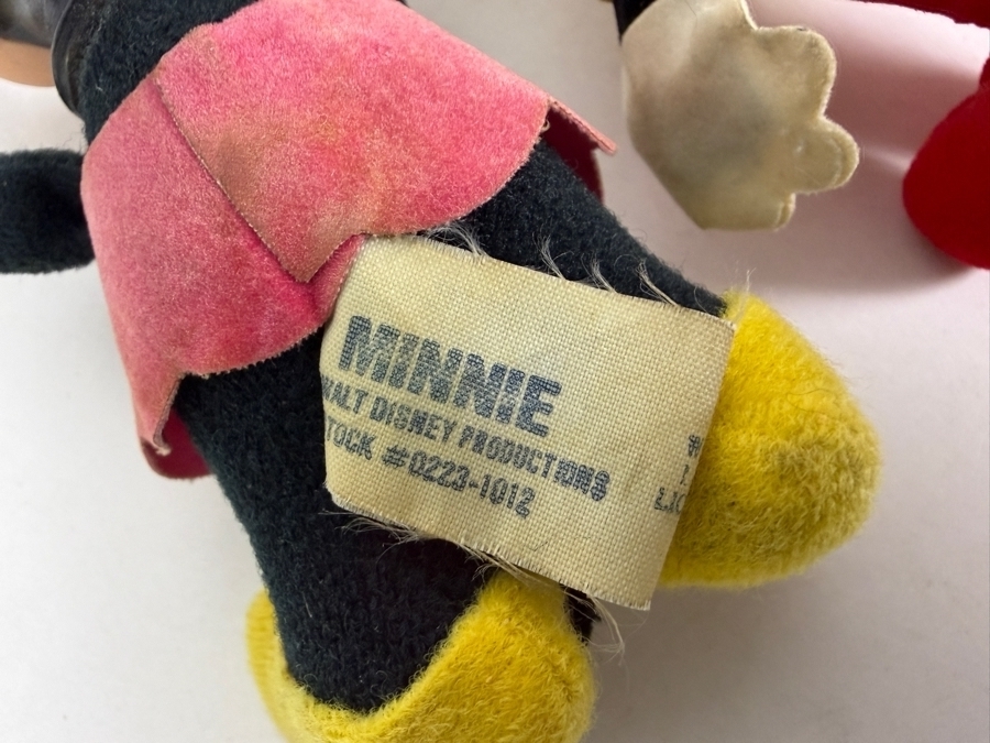 Vintage Walt Disney Productions Mickey And Minnie Mouse Vinyl Face Sawdust-Stuffed Plush Dolls Made In Taiwan/Japan 6'H [Photo 7]