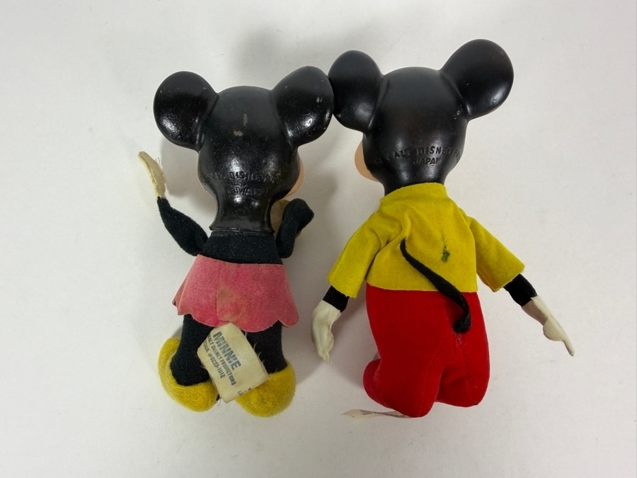 Vintage Walt Disney Productions Mickey And Minnie Mouse Vinyl Face Sawdust-Stuffed Plush Dolls Made In Taiwan/Japan 6'H [Photo 4]