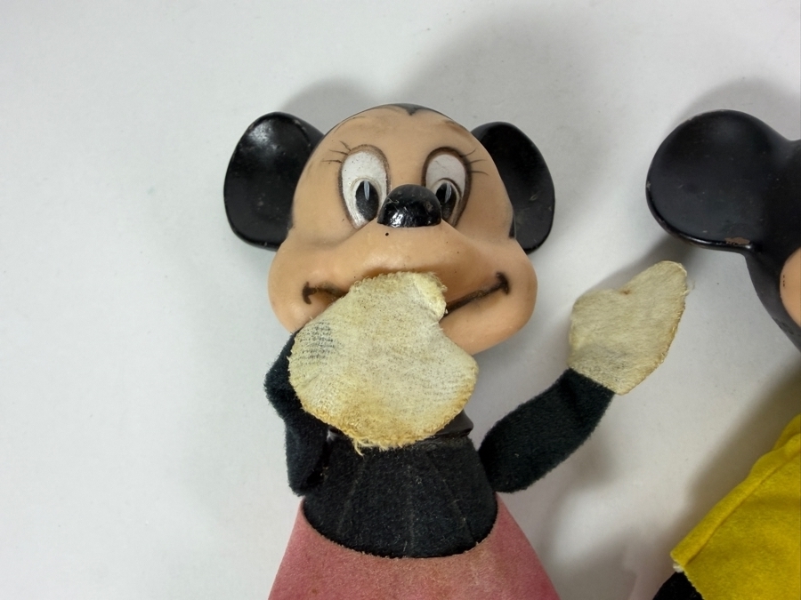 Vintage Walt Disney Productions Mickey And Minnie Mouse Vinyl Face Sawdust-Stuffed Plush Dolls Made In Taiwan/Japan 6'H [Photo 3]