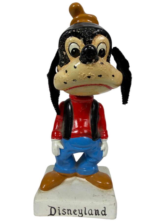 Vintage 1960's Disneyland Goofy Hand-Painted Chalkware Souvenir Bobblehead 7.5'H