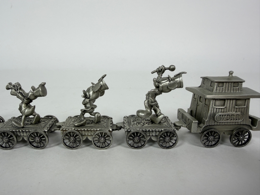 Vintage Walt Disney World Railroad Hudson Fine Pewter Miniature Train Set 12'L [Photo 13]