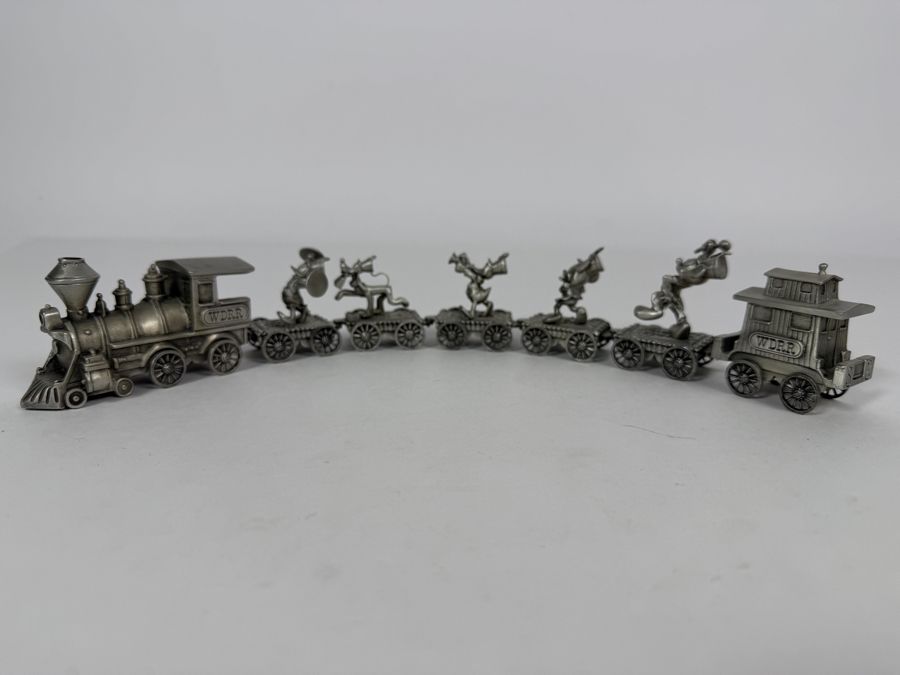Vintage Walt Disney World Railroad Hudson Fine Pewter Miniature Train Set 12'L [Photo 2]