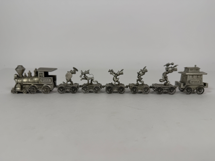 Vintage Walt Disney World Railroad Hudson Fine Pewter Miniature Train Set 12'L [Photo 12]