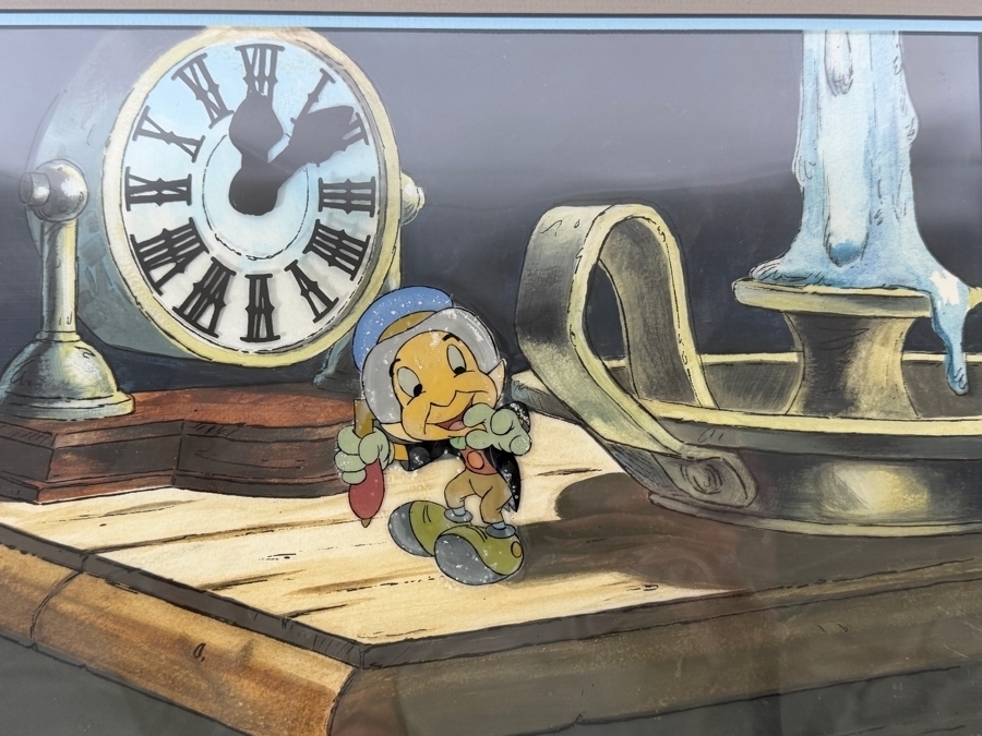 Original Walt Disney Productions Hand Painted Movie Film Production Cel From Mickey's Christmas Carol Featuring Jiminy Cricket 15 X 11 Framed 24 X 20 [Photo 9]