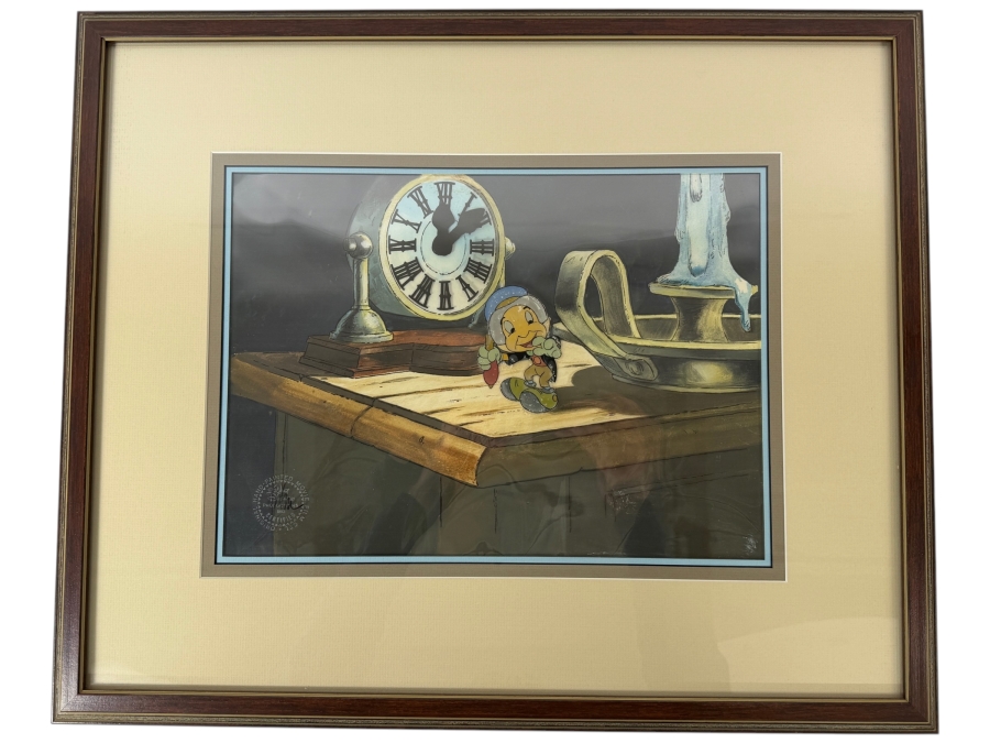 Original Walt Disney Productions Hand Painted Movie Film Production Cel From Mickey's Christmas Carol Featuring Jiminy Cricket 15 X 11 Framed 24 X 20 [Photo 2]