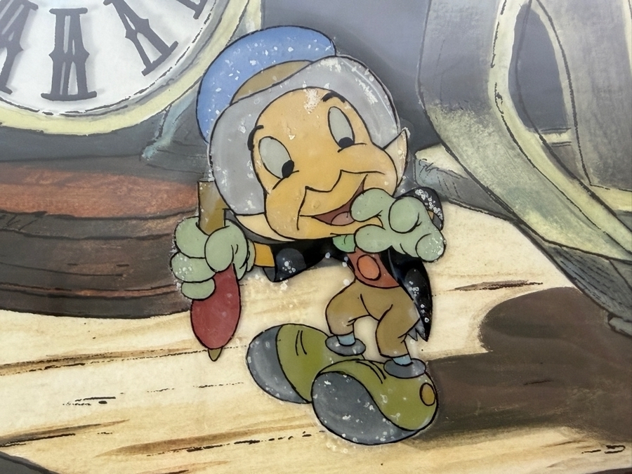 Original Walt Disney Productions Hand Painted Movie Film Production Cel From Mickey's Christmas Carol Featuring Jiminy Cricket 15 X 11 Framed 24 X 20 [Photo 7]